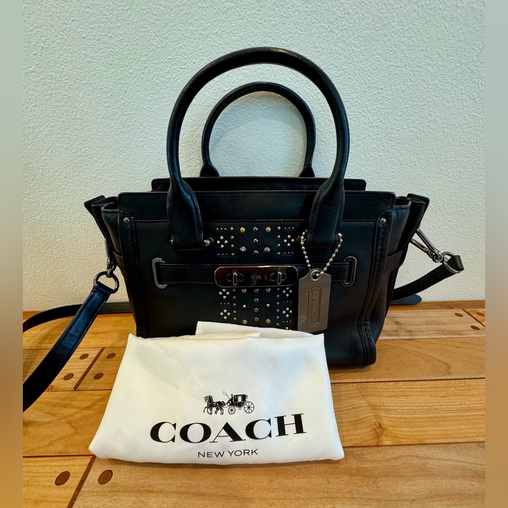 Coach Swagger Studded Black EUC - Picture 9 of 13